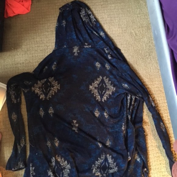 No Boundaries Long Cardigan Sweater Blue L - Picture 3 of 5